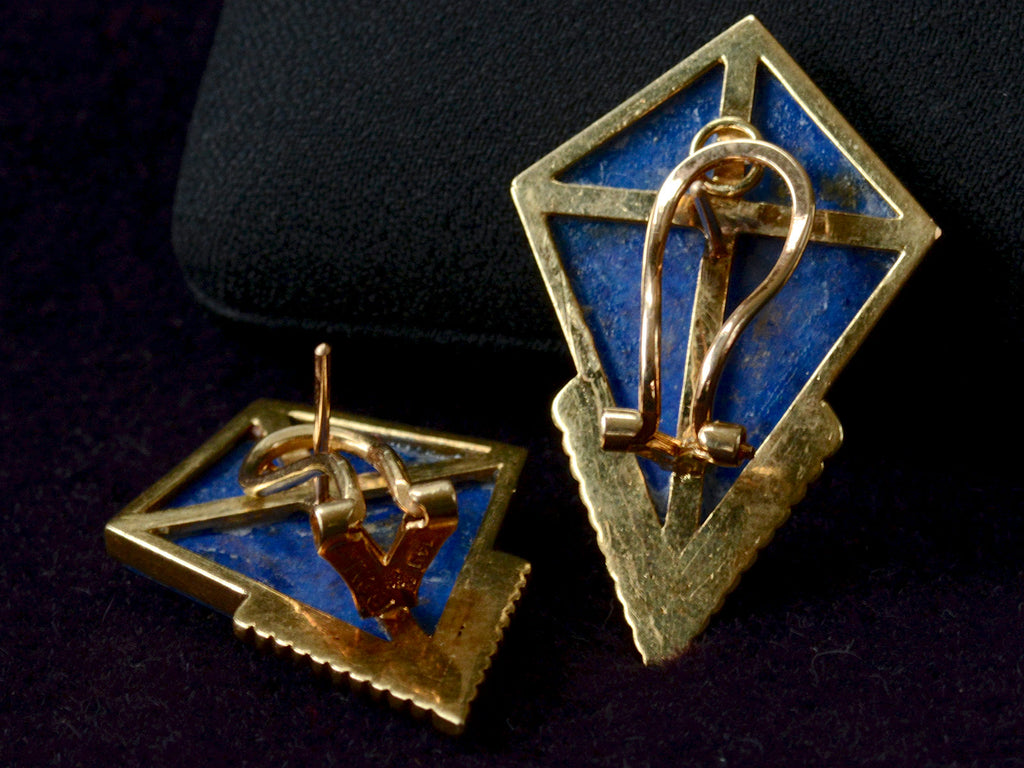 1950s Lapis Lazuli Kite Earrings (backside)