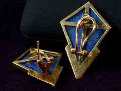 thumbnail of 1950s Lapis Lazuli Kite Earrings (backside)