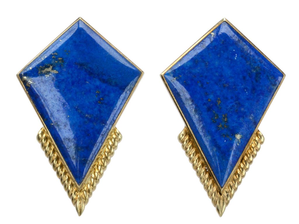 1950s Lapis Lazuli Kite Earrings (on white background)