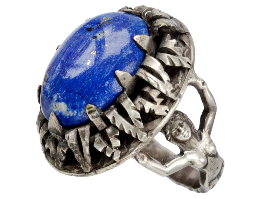 1890s Mermaid Lapis Ring (on white background)