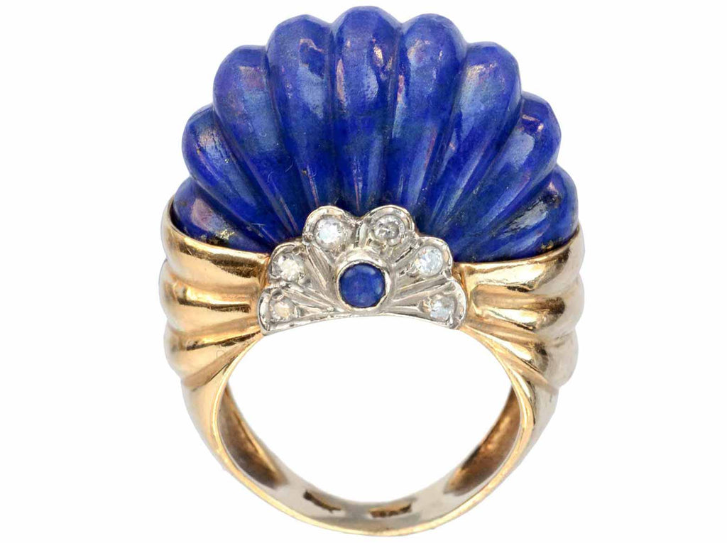 1970s Reeded Lapis Ring (on white background)