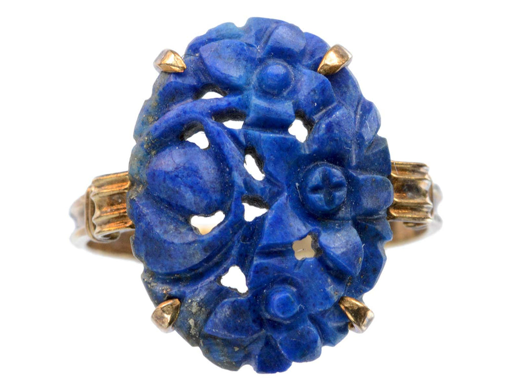 1920s Carved Lapis Ring (on white background)
