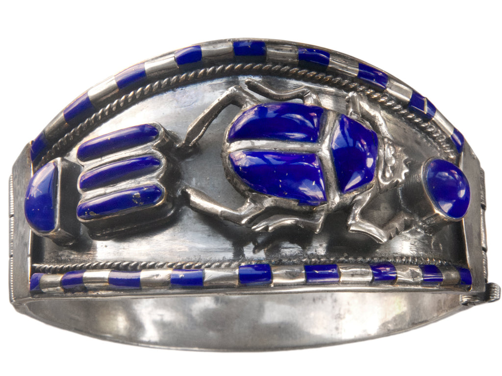 Vintage Lapis Scarab Bracelet (on white background)