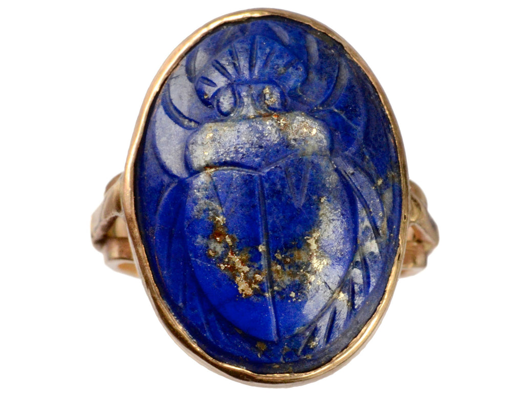 1920s Lapis Scarab Ring (on white background)