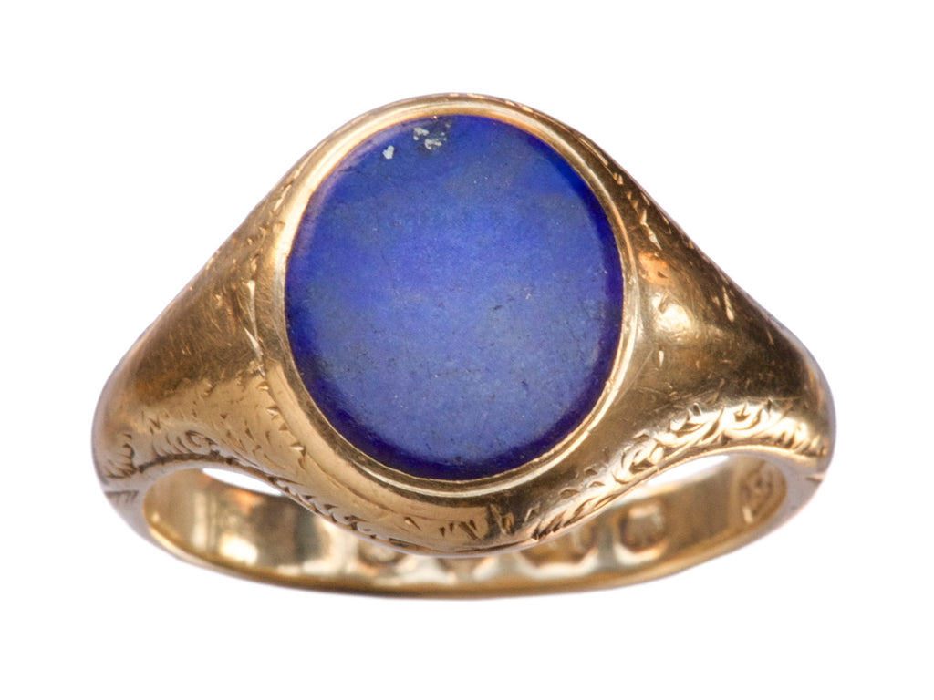 1920 Lapis Signet Ring, 18K (on white background)