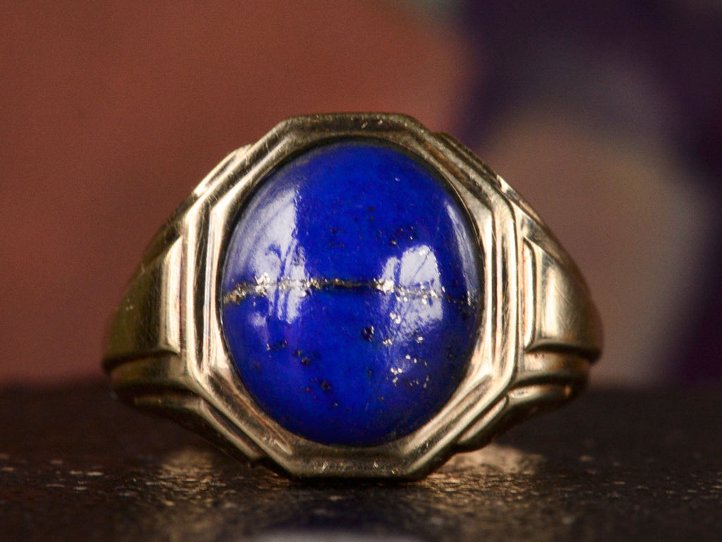 1920s Deco Lapis Signet Ring