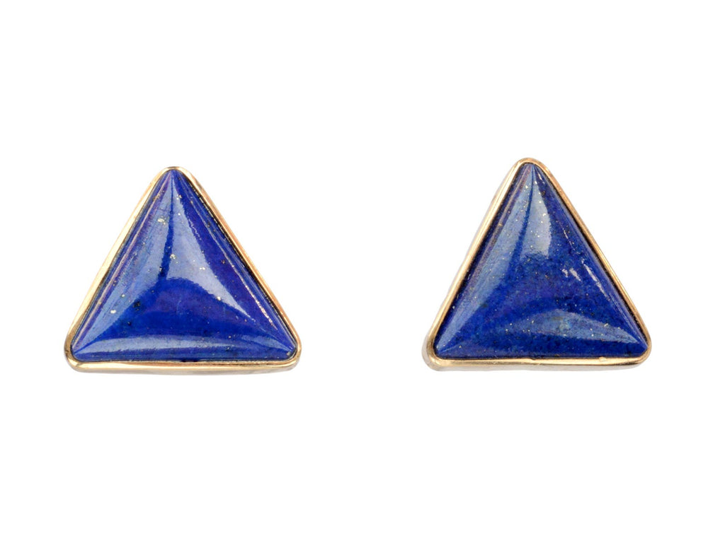 1980s Lapis Triangle Studs (on white background)