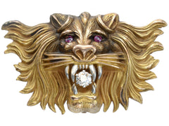 c1900 Diamond Lion Brooch