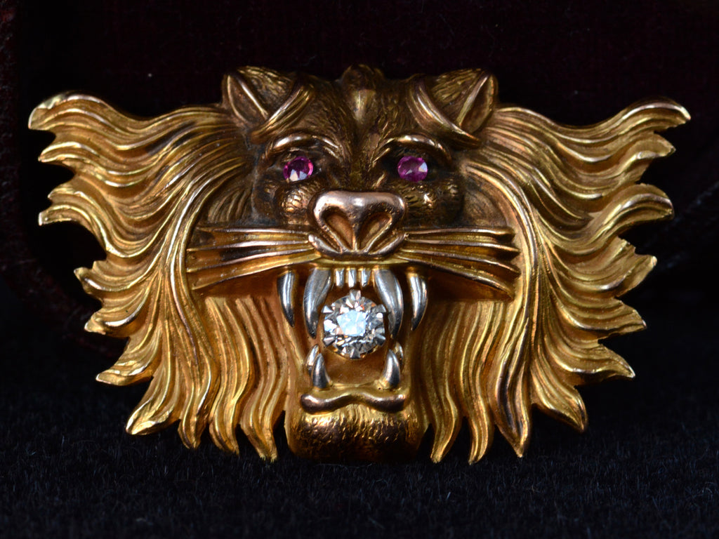 c1900 Diamond Lion Brooch