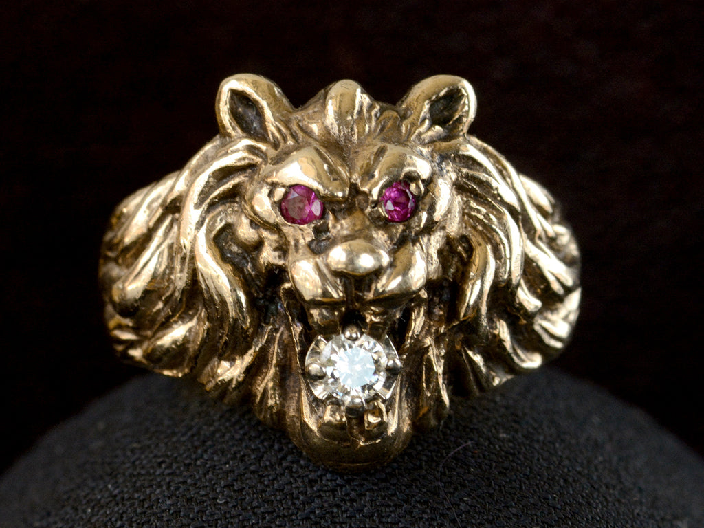 c1940 Diamond Lion Head Ring