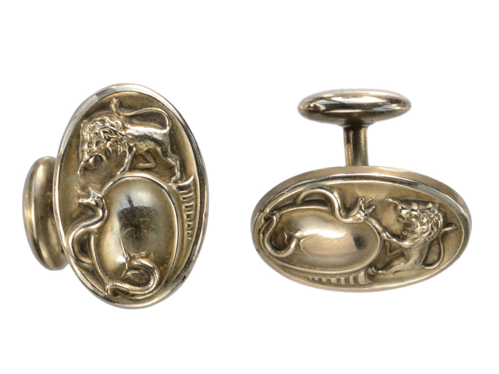 c1890 Snake & Lion Cufflinks (on white background)