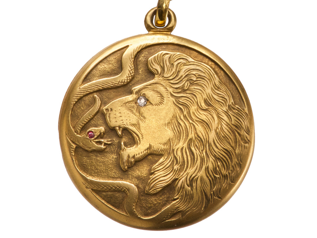 Art Nouveau Lion & Snake Locket (on white background)