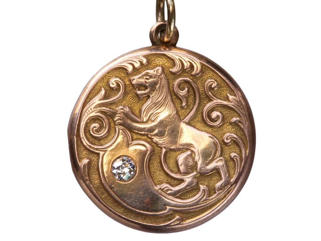 Art Nouveau Lion Locket (on white background)