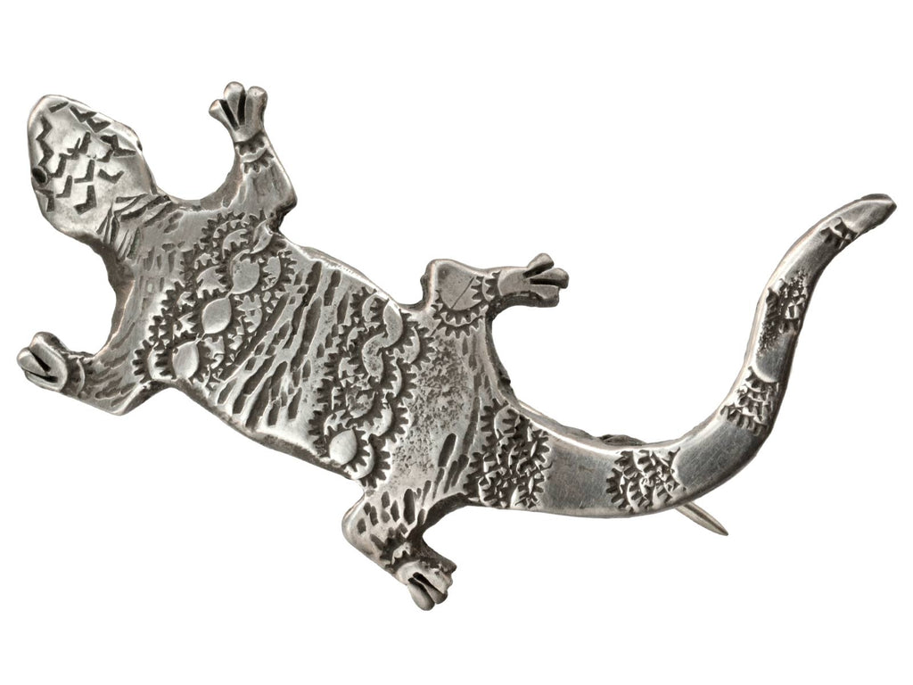 Vintage Zuni Lizard Brooch (on white background)