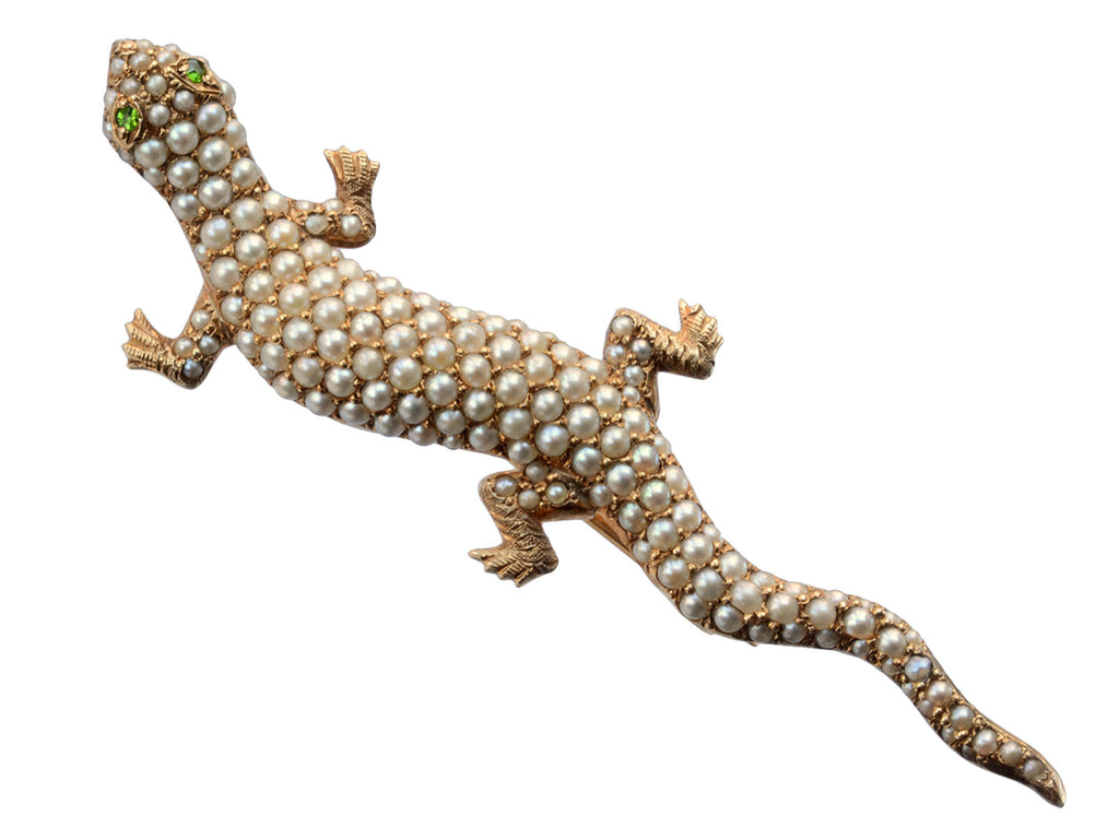 1890s Pearl Lizard Brooch (on white background)