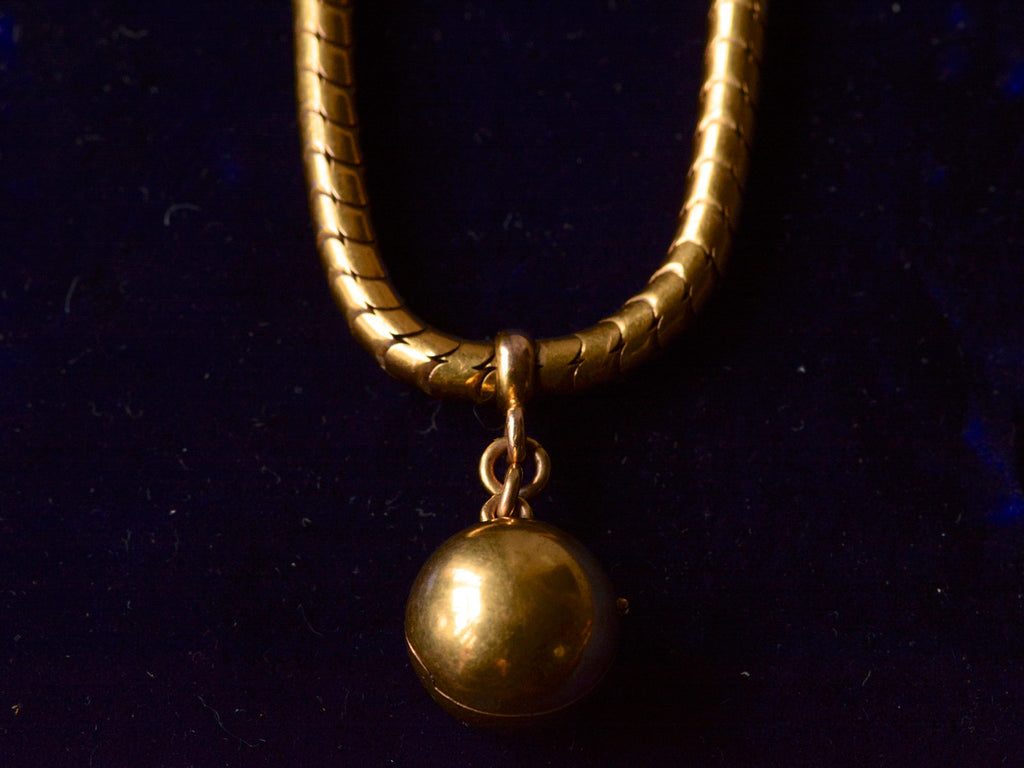 1850s Snake Chain Bracelet with Ball Locket