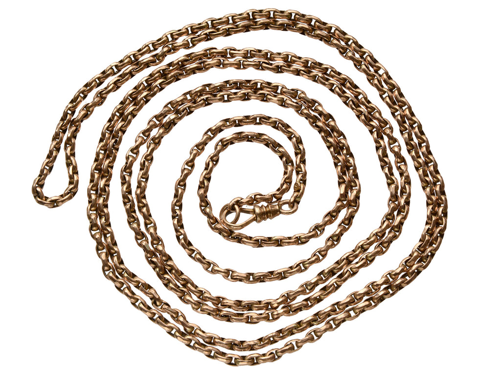 c1890 Long Victorian Gold Chain (on white background)