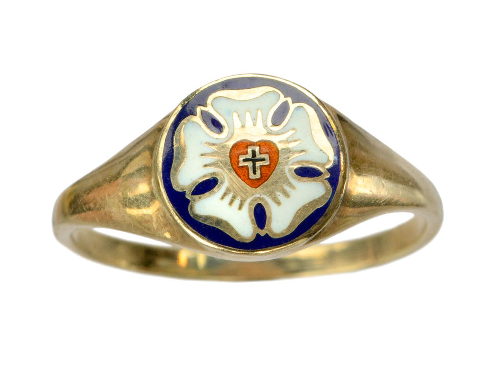 Early 1900s Luther Rose Signet Ring (on white background)