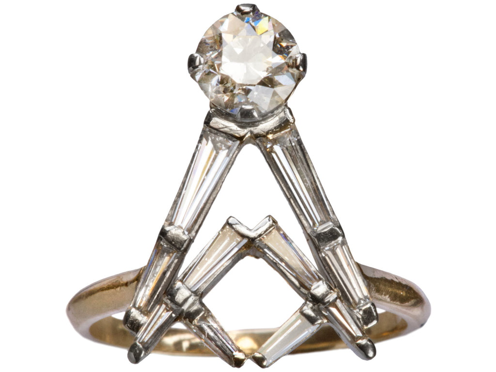 1950s Masonic Diamond Ring (on white background)