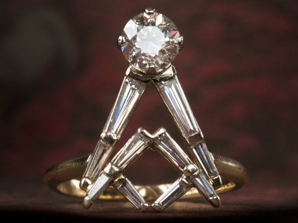 1950s Masonic Diamond Ring (detail)