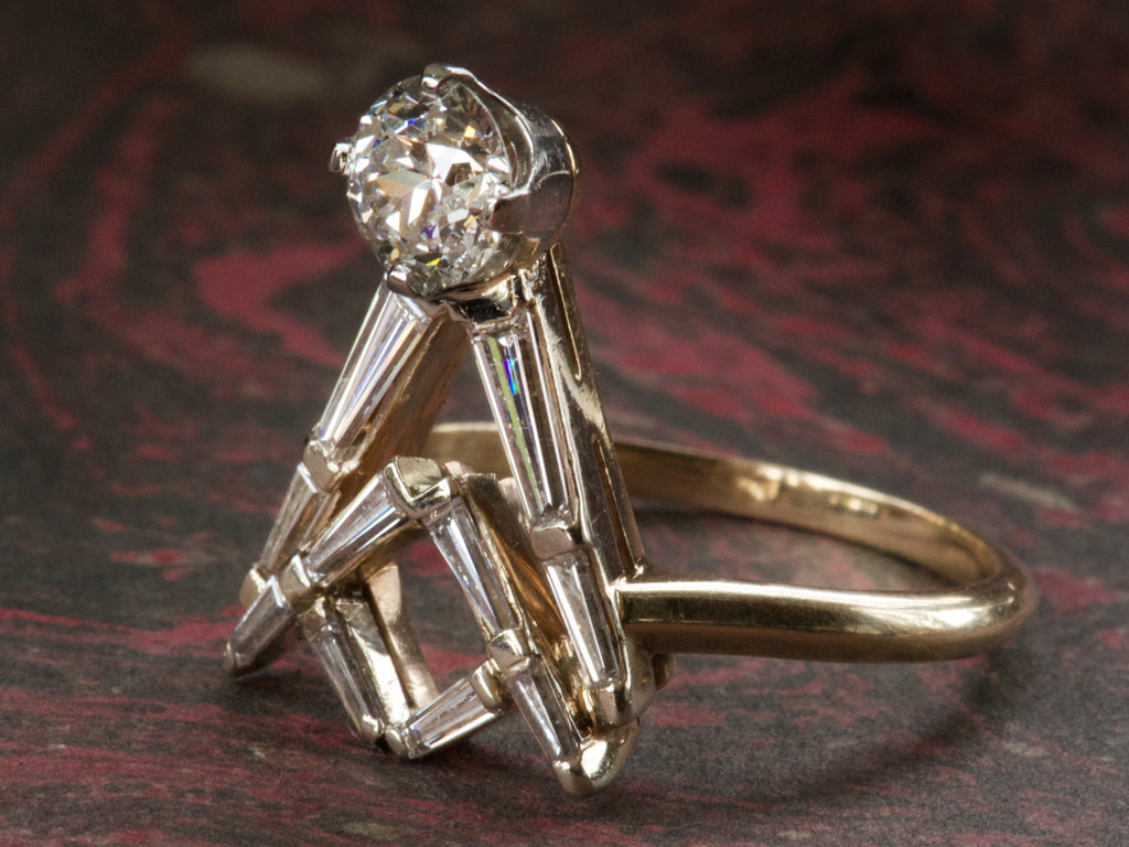 1950s Masonic Diamond Ring (side view)