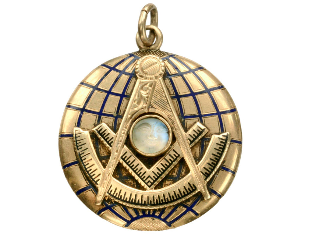 1930s Masonic Moonstone Fob (on white background)