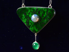 EB Maw Sit Sit, Emerald, and Opal Pendant Necklace