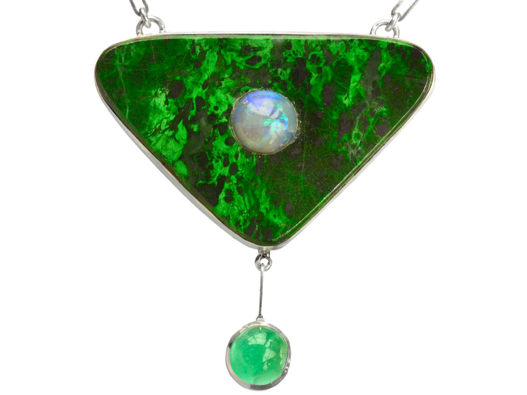 EB Emerald & Opal Necklace (pendant on white background)
