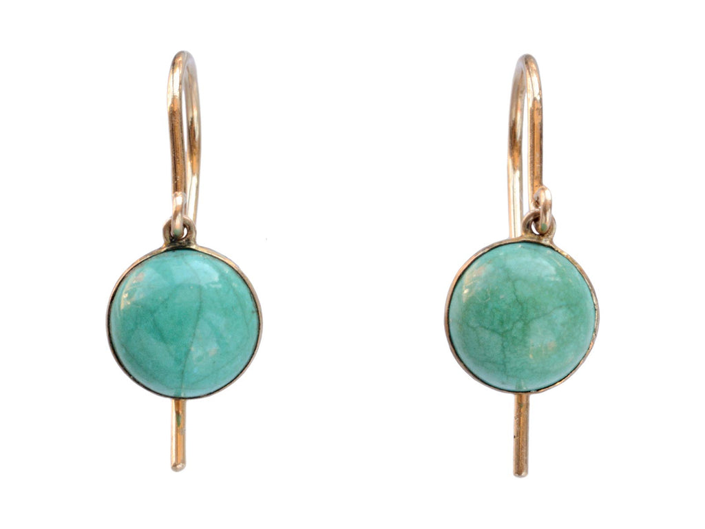 1920s M. Bennett Turquoise Earrings (on white background)
