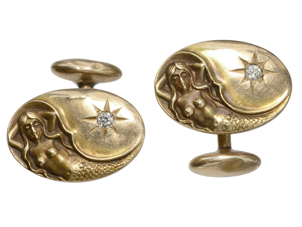 c1900 Mermaid Cufflinks (on white background)
