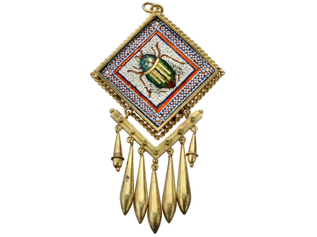 1880s Micromosaic Scarab Pendant (on white background)