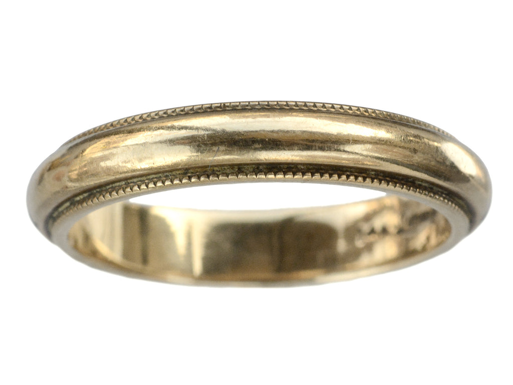 1960s Milgrain Gold Wedding Band (on white background)
