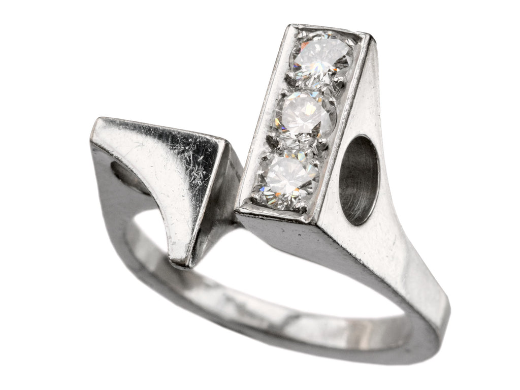 1980s Modernist Diamond Ring (on white background)