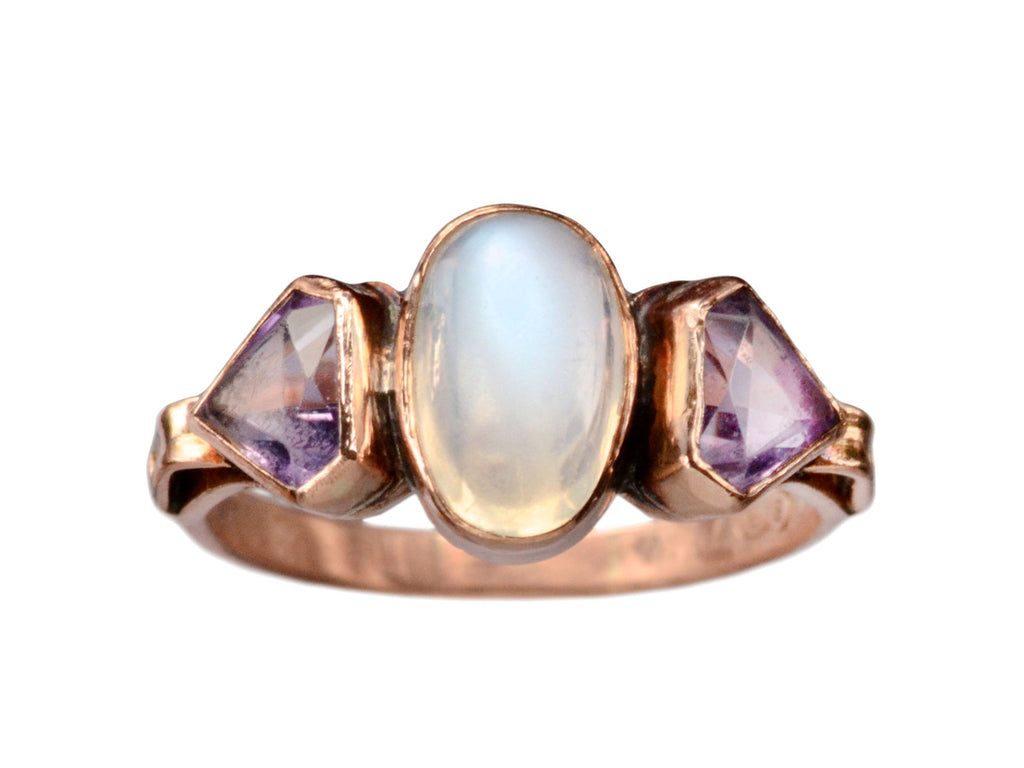 1900s Moonstone and Amethyst Ring (on white background)