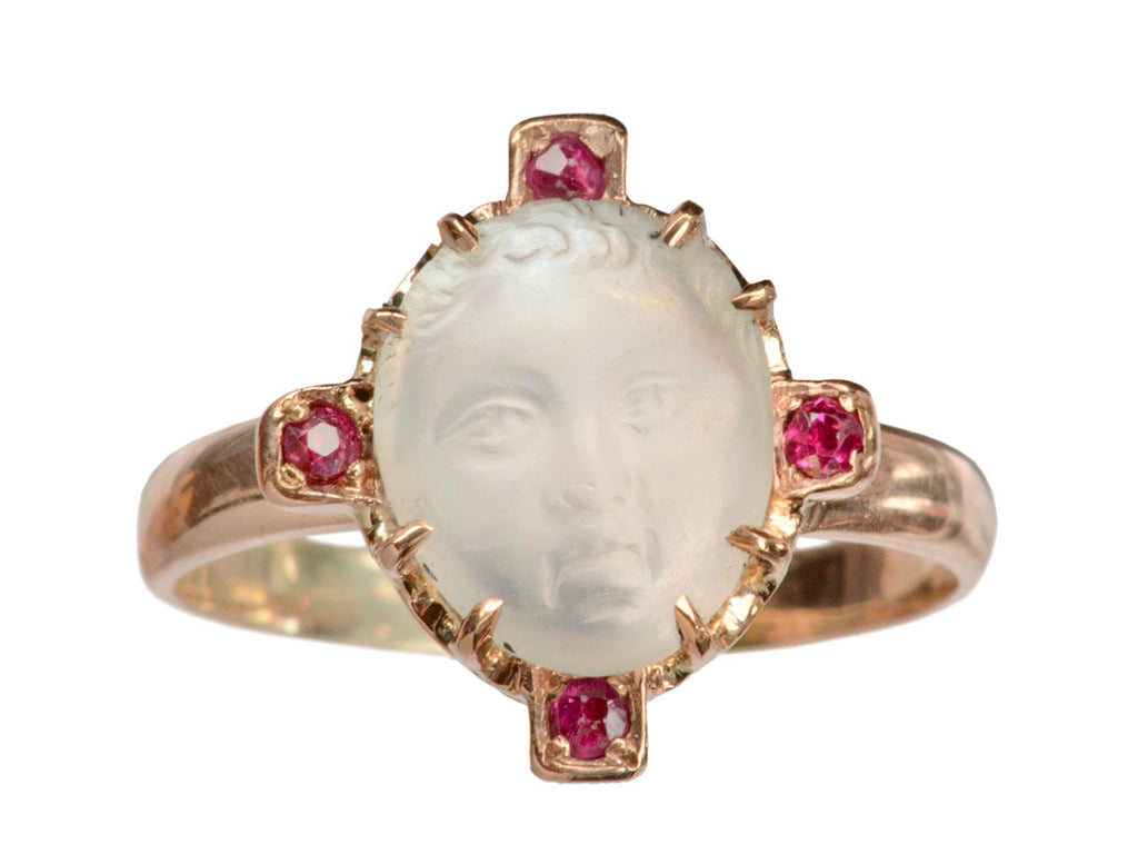 1880s Moonstone Cameo Ring (on white background)