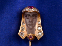 thumbnail of 1870s Moonstone Pharaoh Stick Pin (front view)