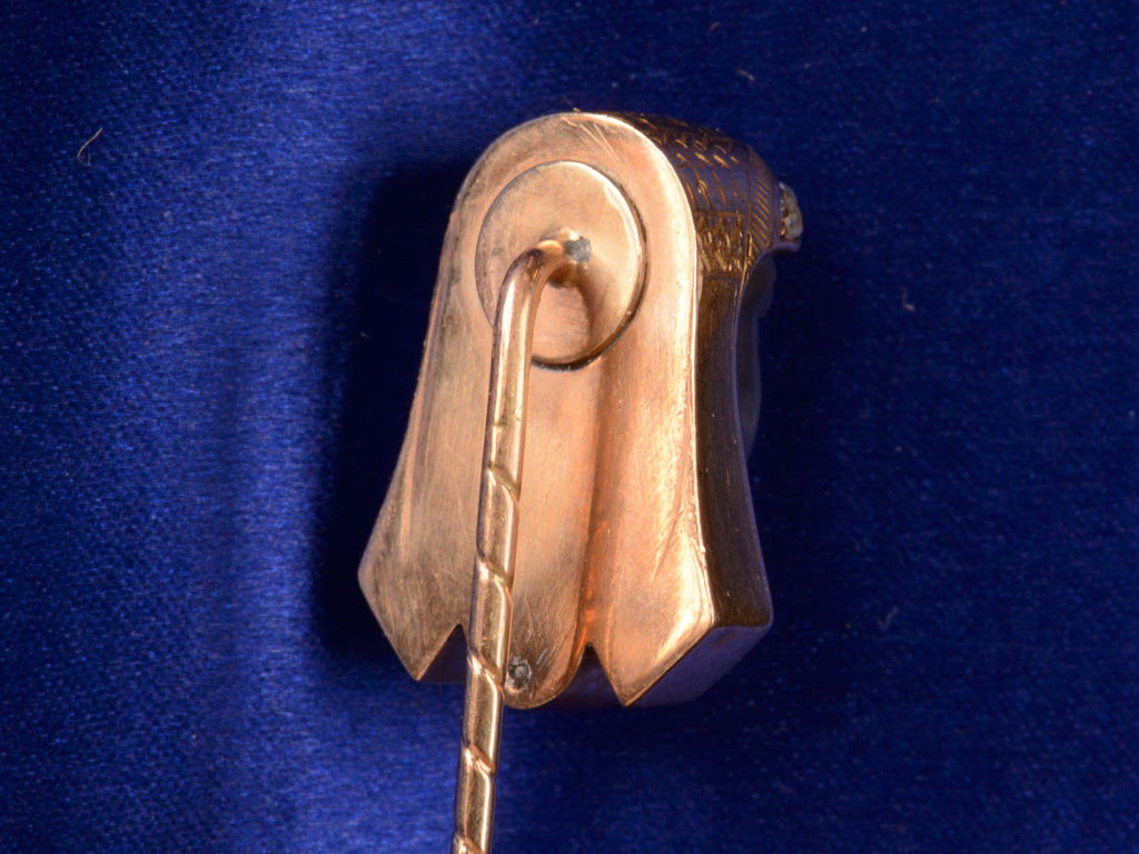 1870s Moonstone Pharaoh Stick Pin (back detail shown)