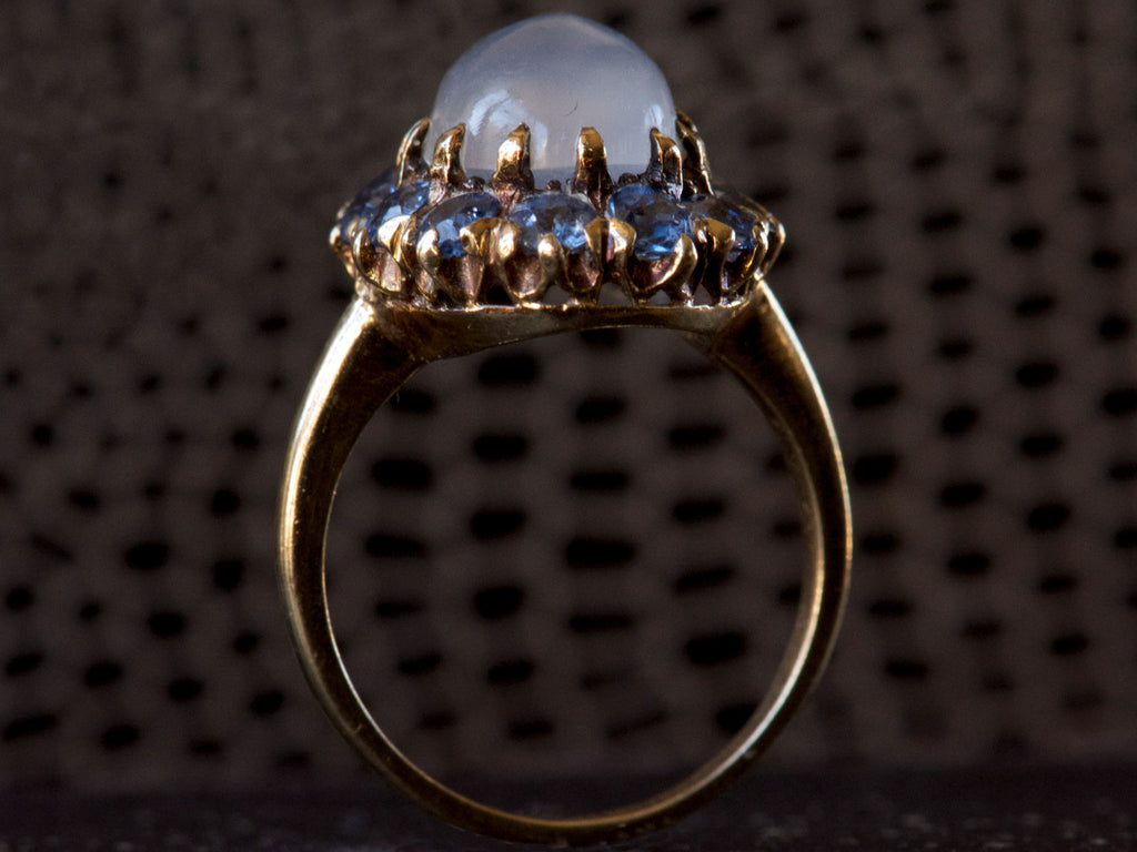 1900s Moonstone and Sapphire Ring (profile view)