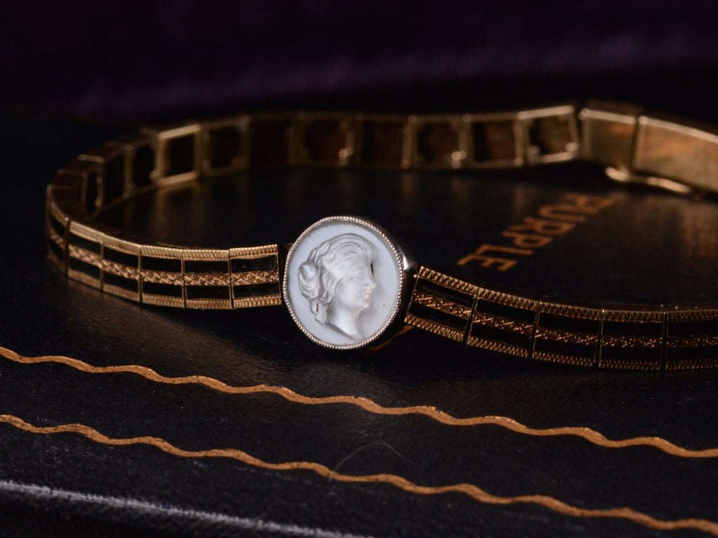 1900s Moonstone Cameo Bracelet (side view)