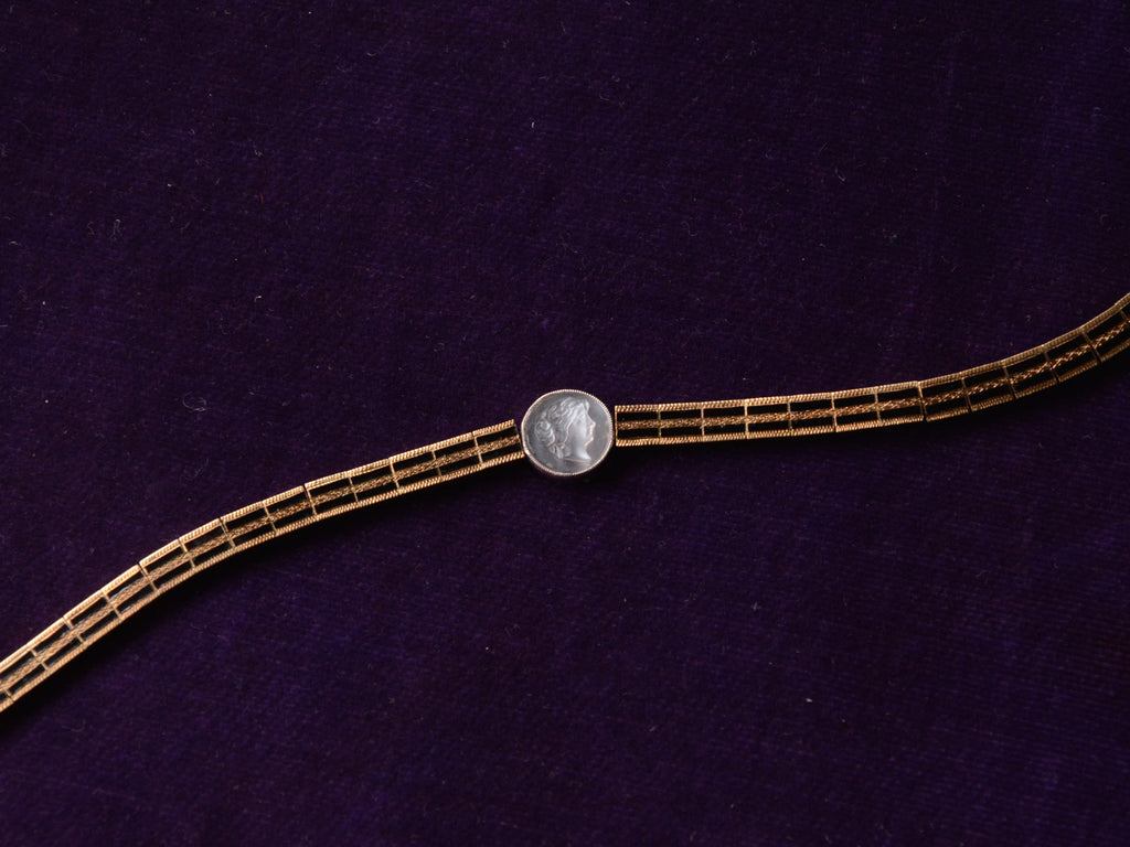 1900s Moonstone Cameo Bracelet (profile view)