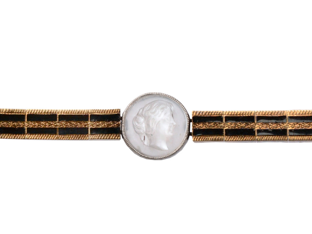 1900s Moonstone Cameo Bracelet (on white background)