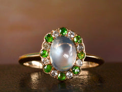 1900s Moonstone & Demantoid Ring