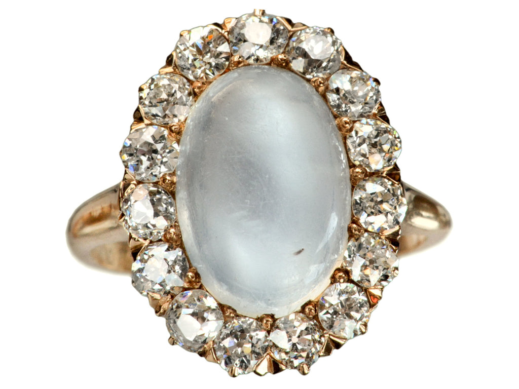 1900s Moonstone & Diamond Ring (on white background )