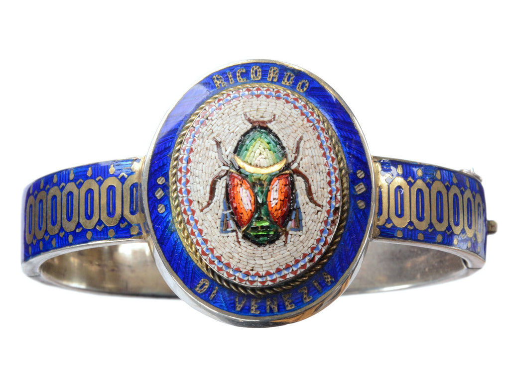 1870s Micromosaic Scarab Bracelet (on white background)