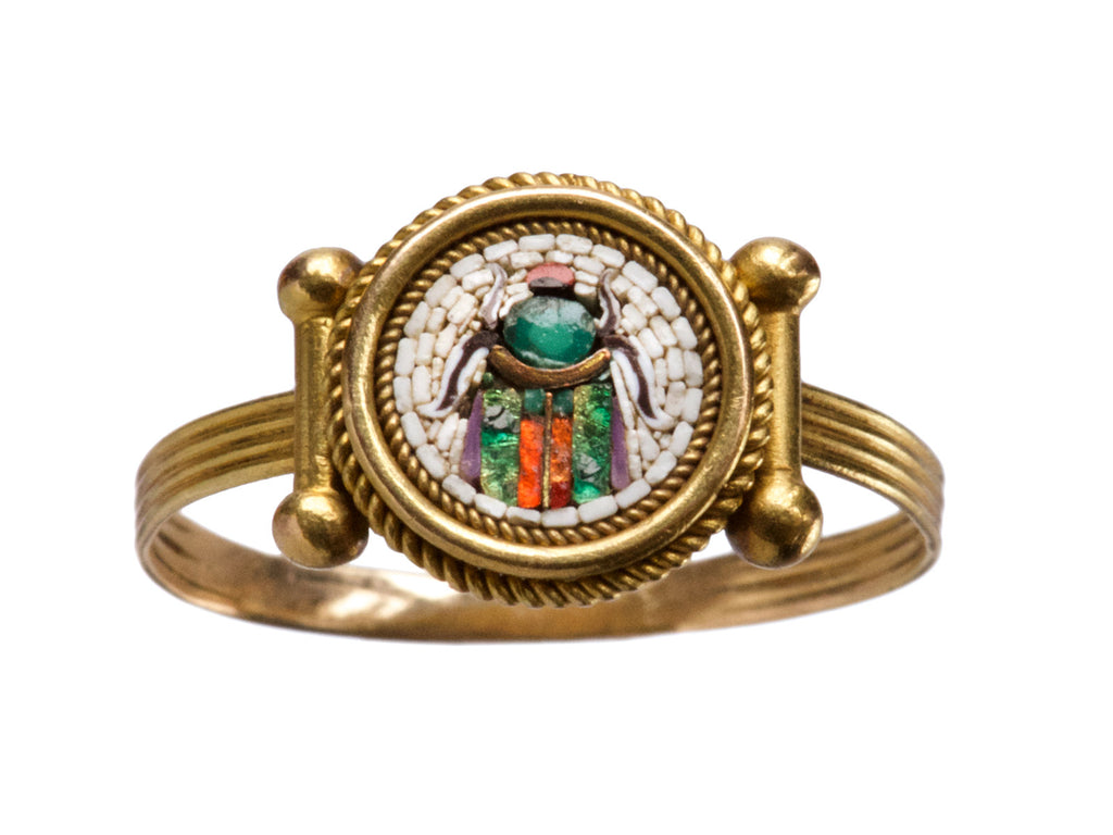 1880s Micromosaic Bug Ring (on white background)