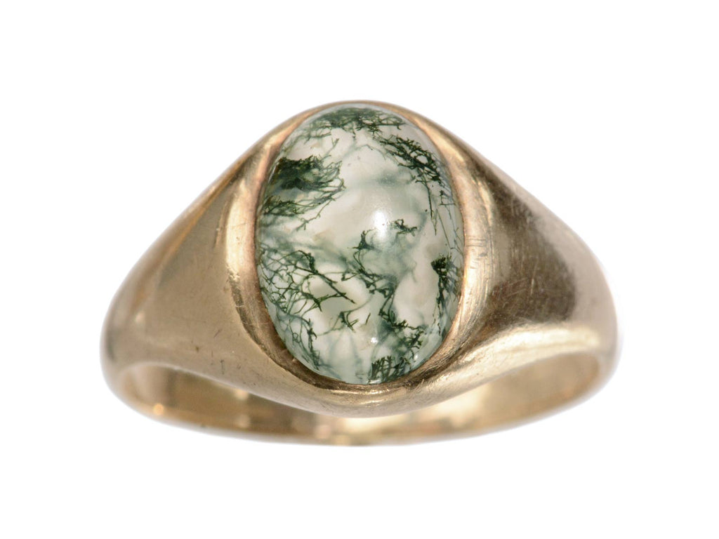 c1900 Moss Agate Ring (on white background)