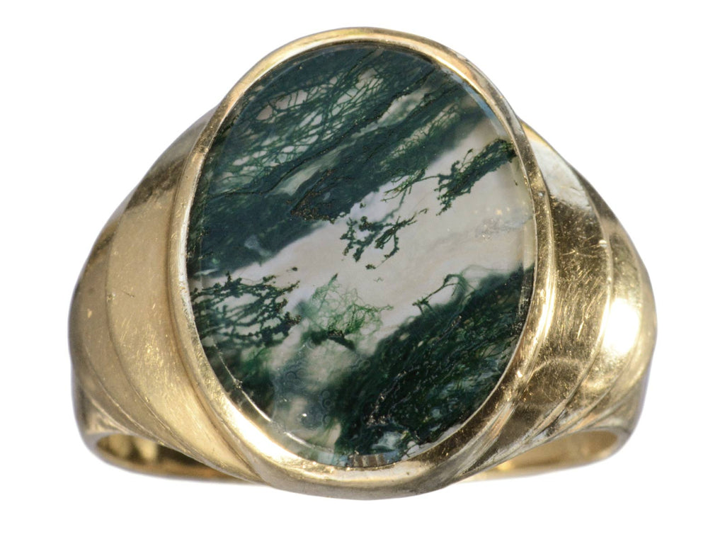 1930s Moss Agate Ring (on white background)