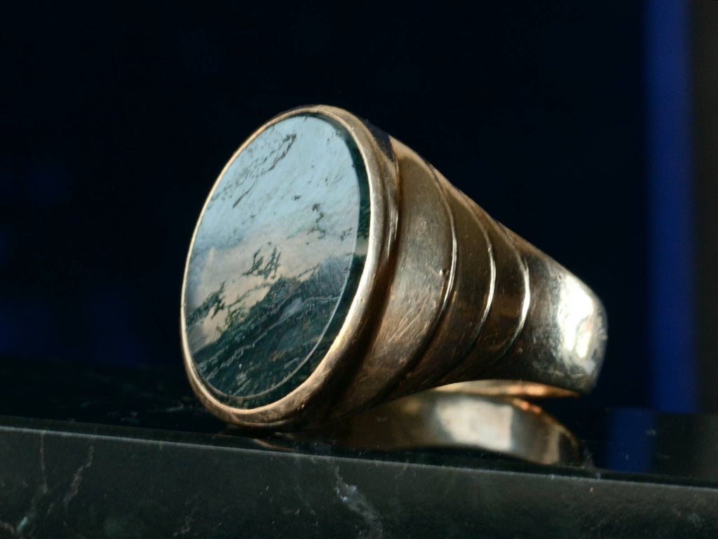 1930s Moss Agate Ring (side view)