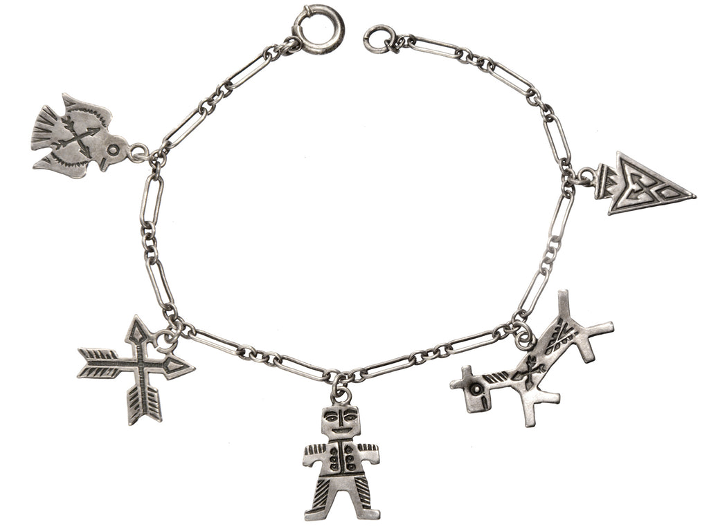 c1920 Navajo Charm Bracelet (on white background)