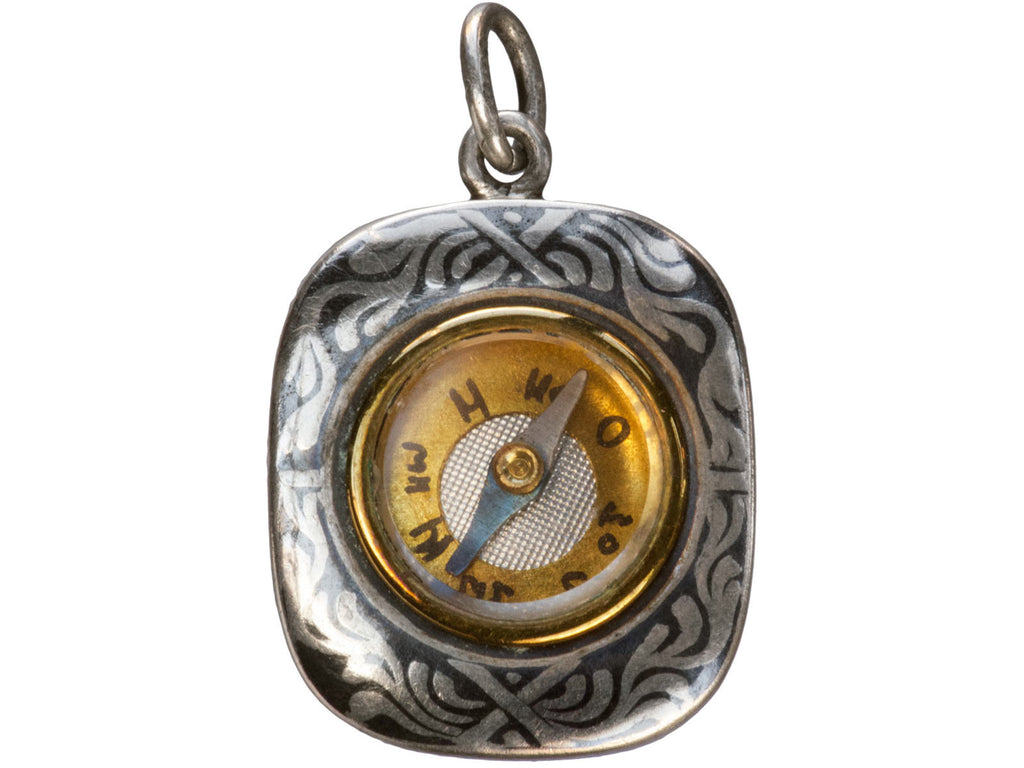 1890s French Niello Compass (on white background)